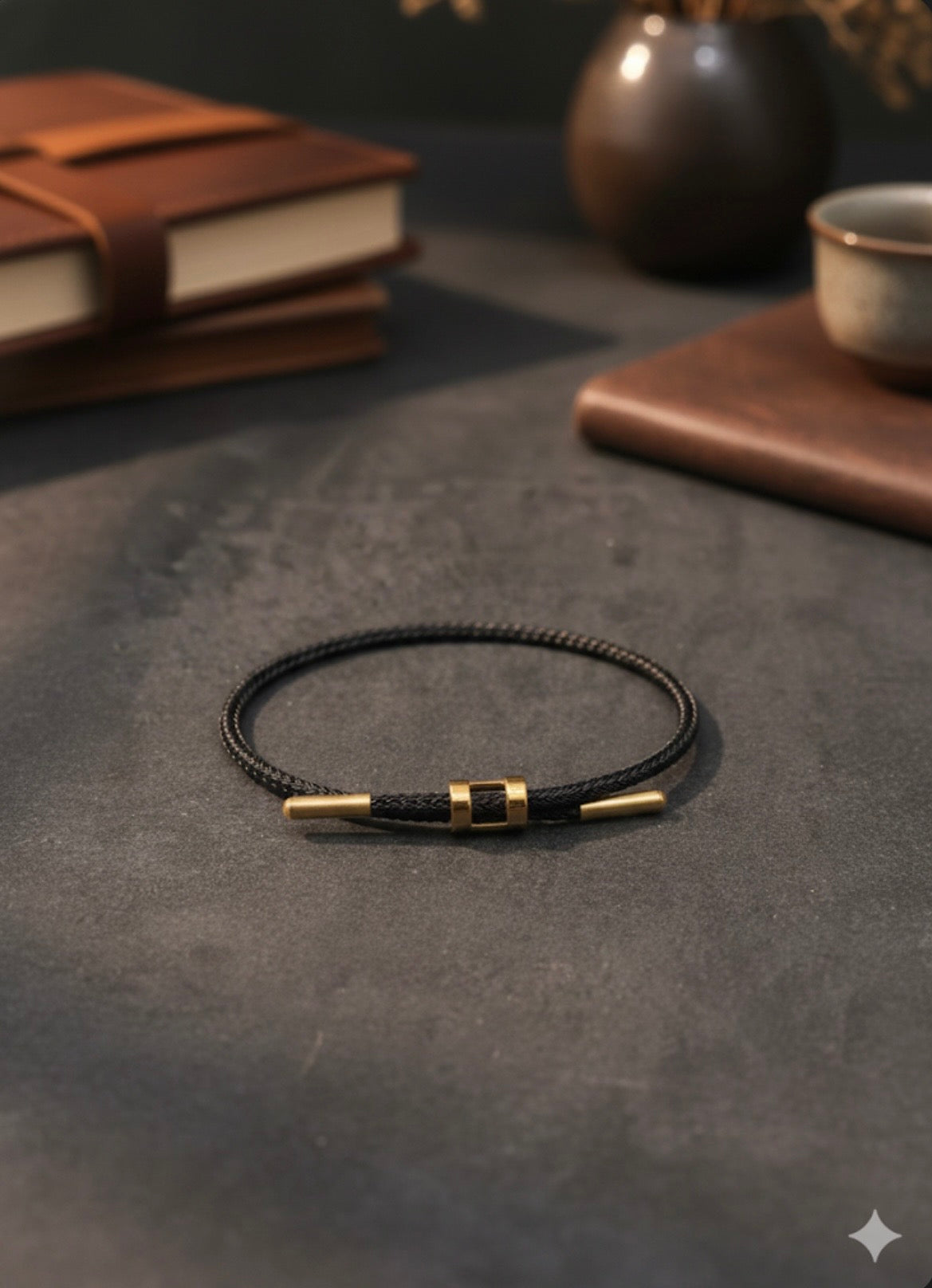 Midnight Weave Gold-Lock Men’s Wristbands
