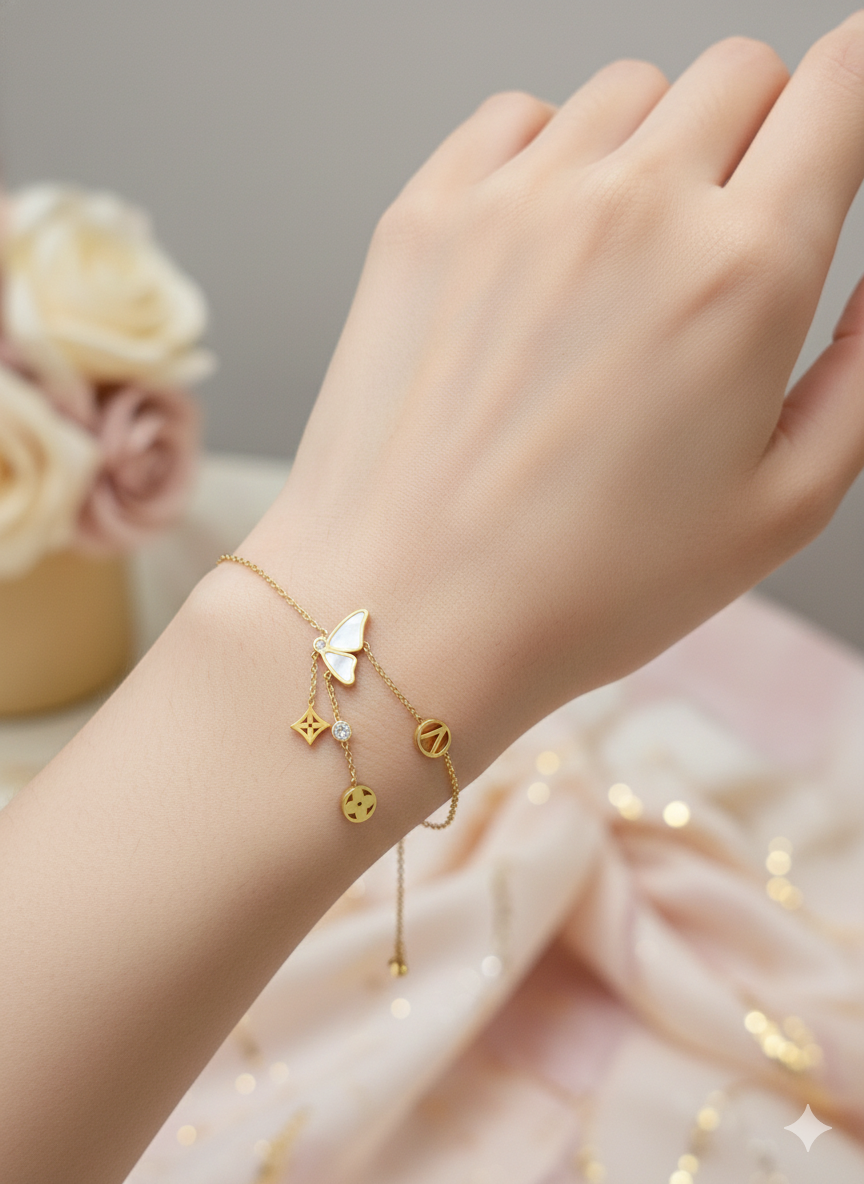 Butterfly Charm Dangle Anklet/Bracelet (Single Piece)