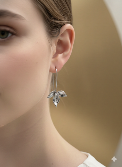Silver Breeze Leaf Drops Earrings