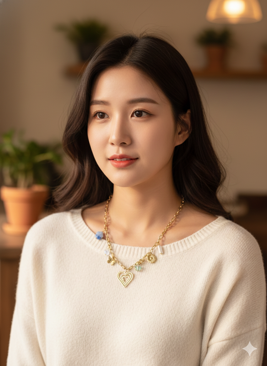 Blue Charm Story Necklace