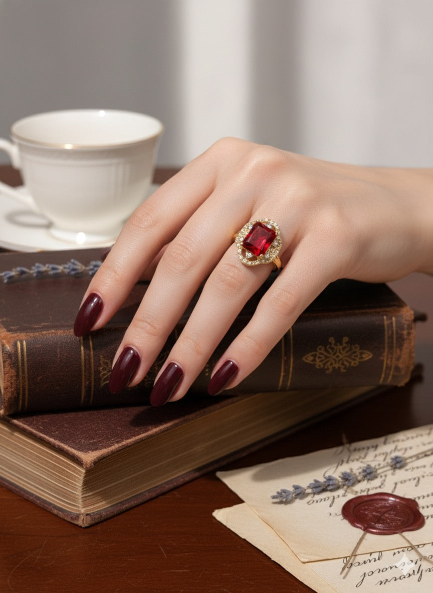 Regal Ruby Cocktail Ring (Size 6)