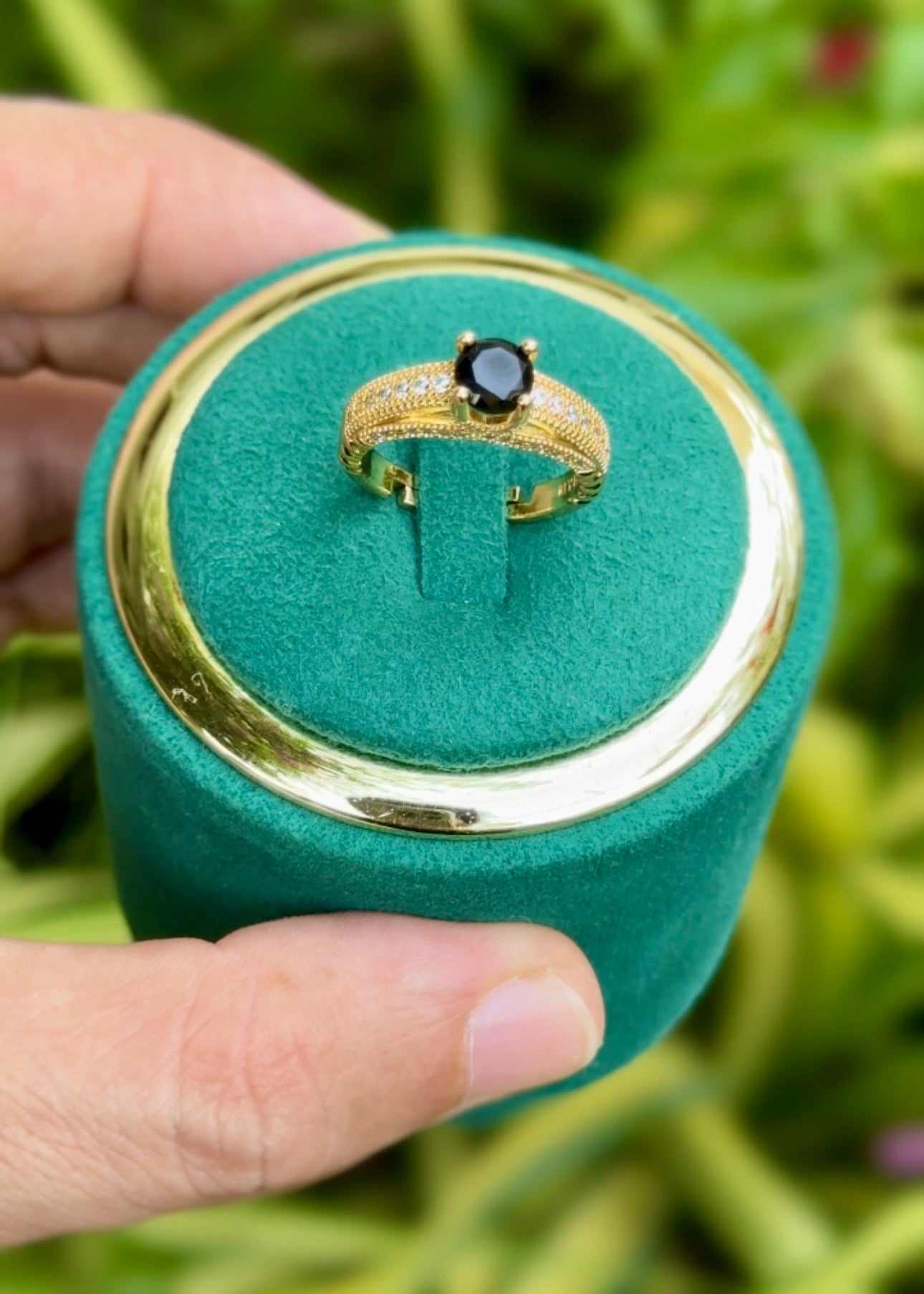 Midnight Crown Stone Rings (Adjustable)
