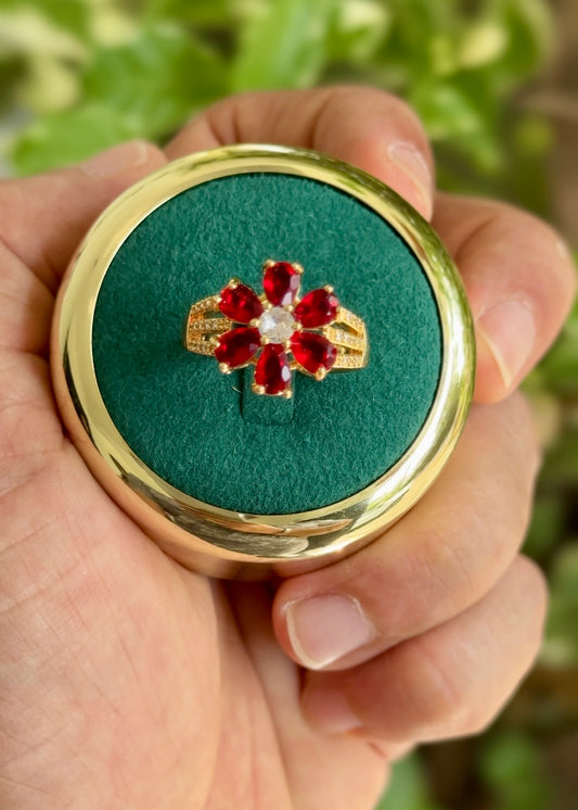 The Royal Ruby Bloom Ring✨(Adjustable)