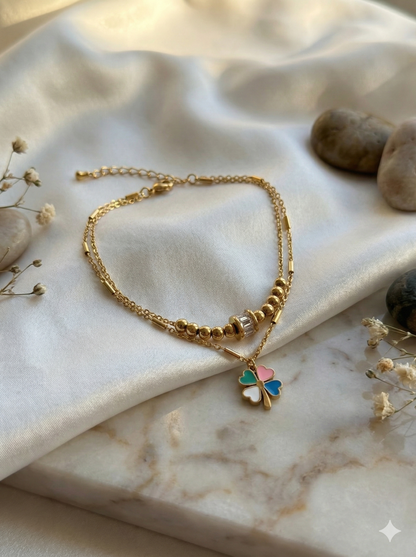 Lucky Clover Anklet/Bracelet (Single Piece)