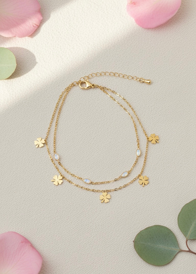 Lucky Clover Anklet/Bracelet (Single Piece)