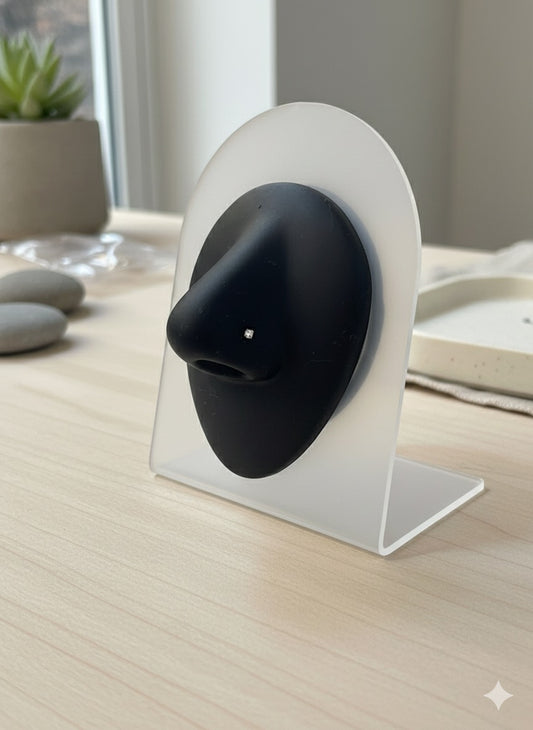 Ethereal Dewdrop Nose Stud (L shaped Titanium-silver - Stone 2mm)