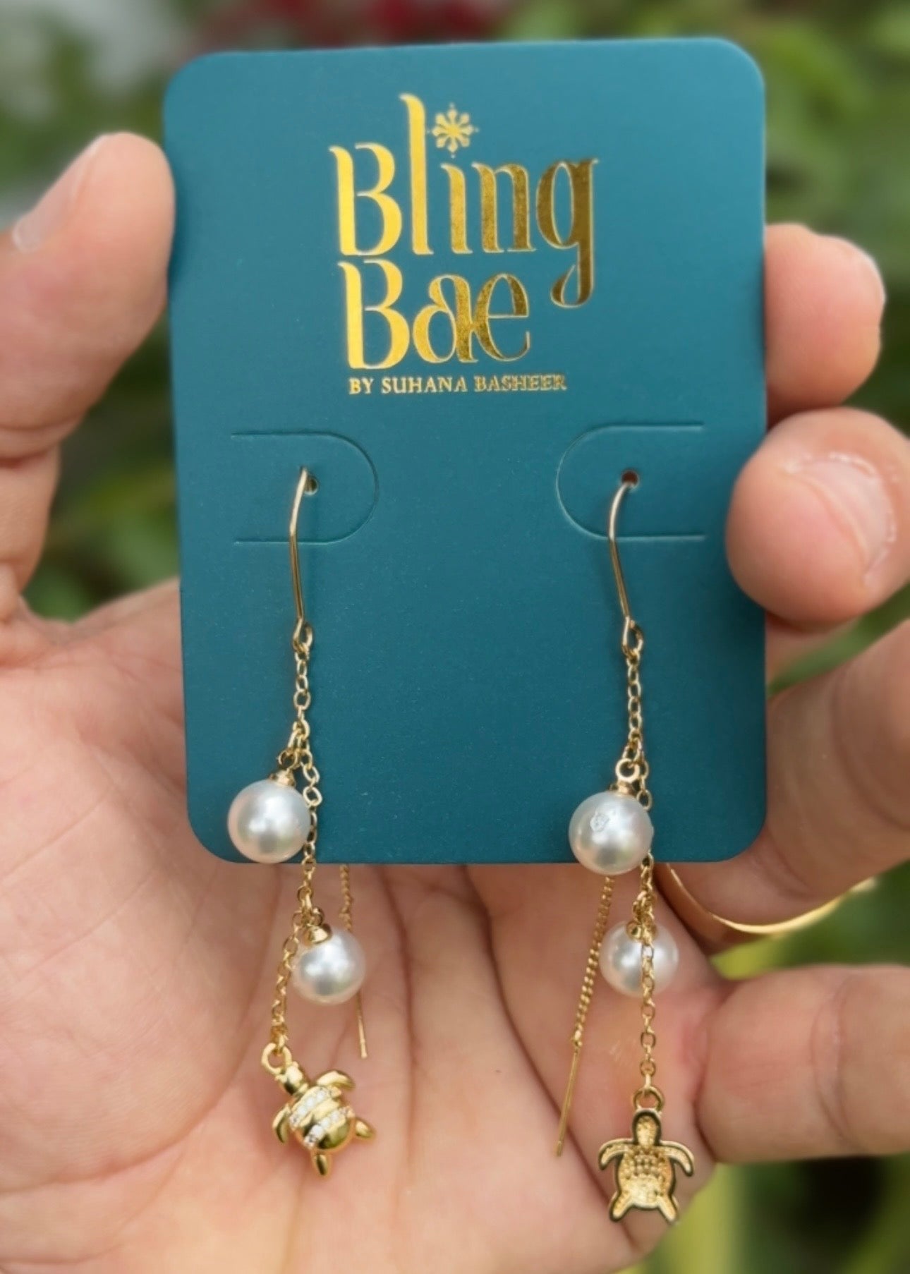 Pearl Reef Turtle Drops Earrings