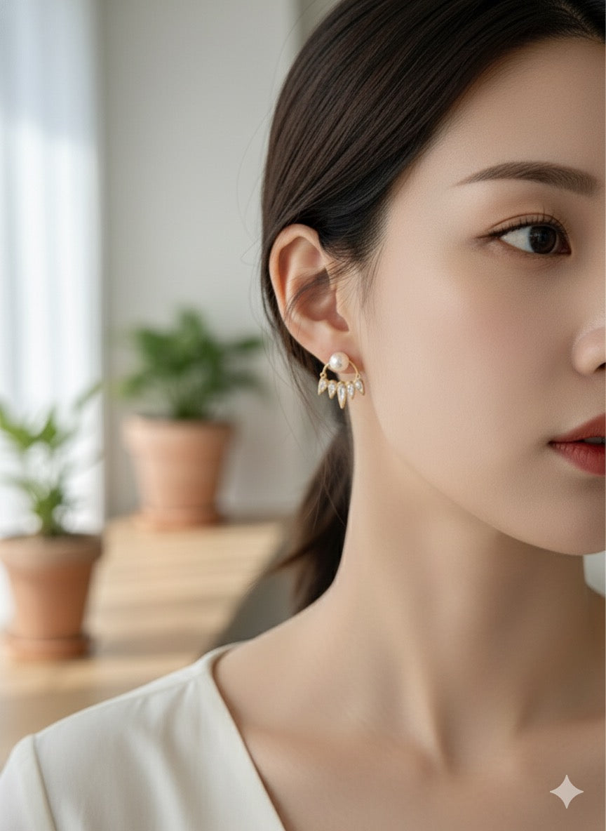 Fan Pearl Drops Earrings