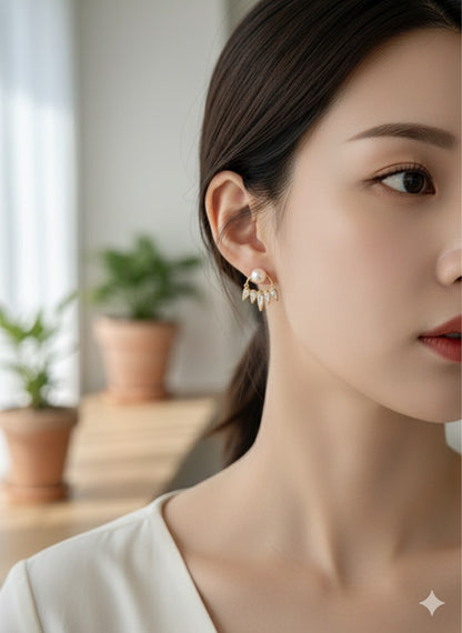 Fan Pearl Drops Earrings