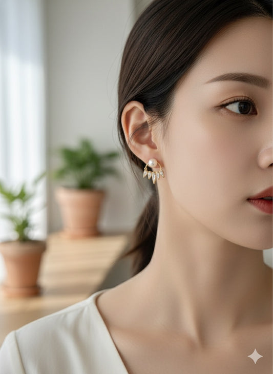 Fan Pearl Drops Earrings
