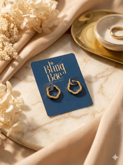 Golden Wave Hoops Earrings