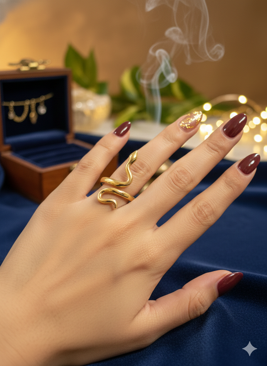 Golden Serpentine Flow Rings (Adjustable)