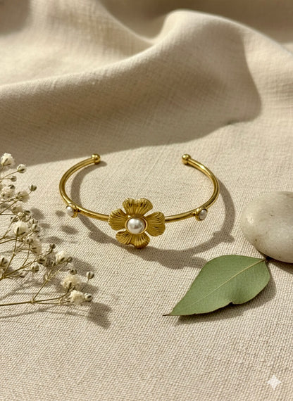Pearl Blossom Cuff Bangle