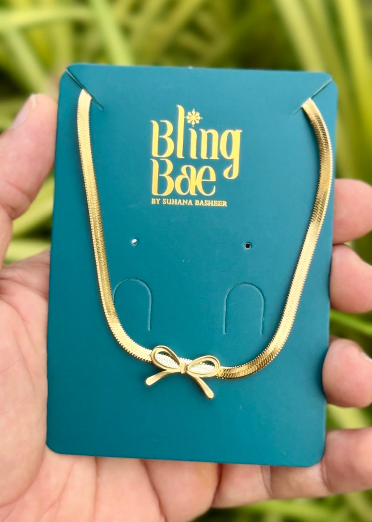 Bow Luxe Herringbone Necklace ✨