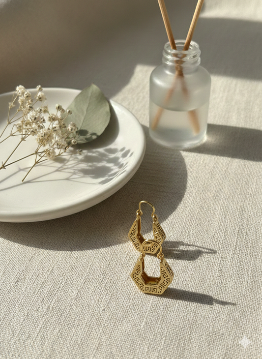 Tribal Script Hoop Drops Earrings