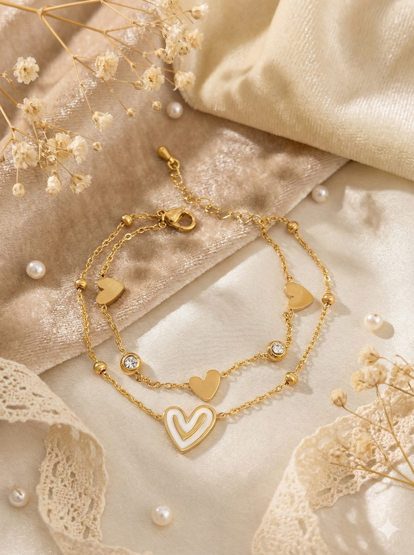 Golden Heart & Sparkle Bracelets
