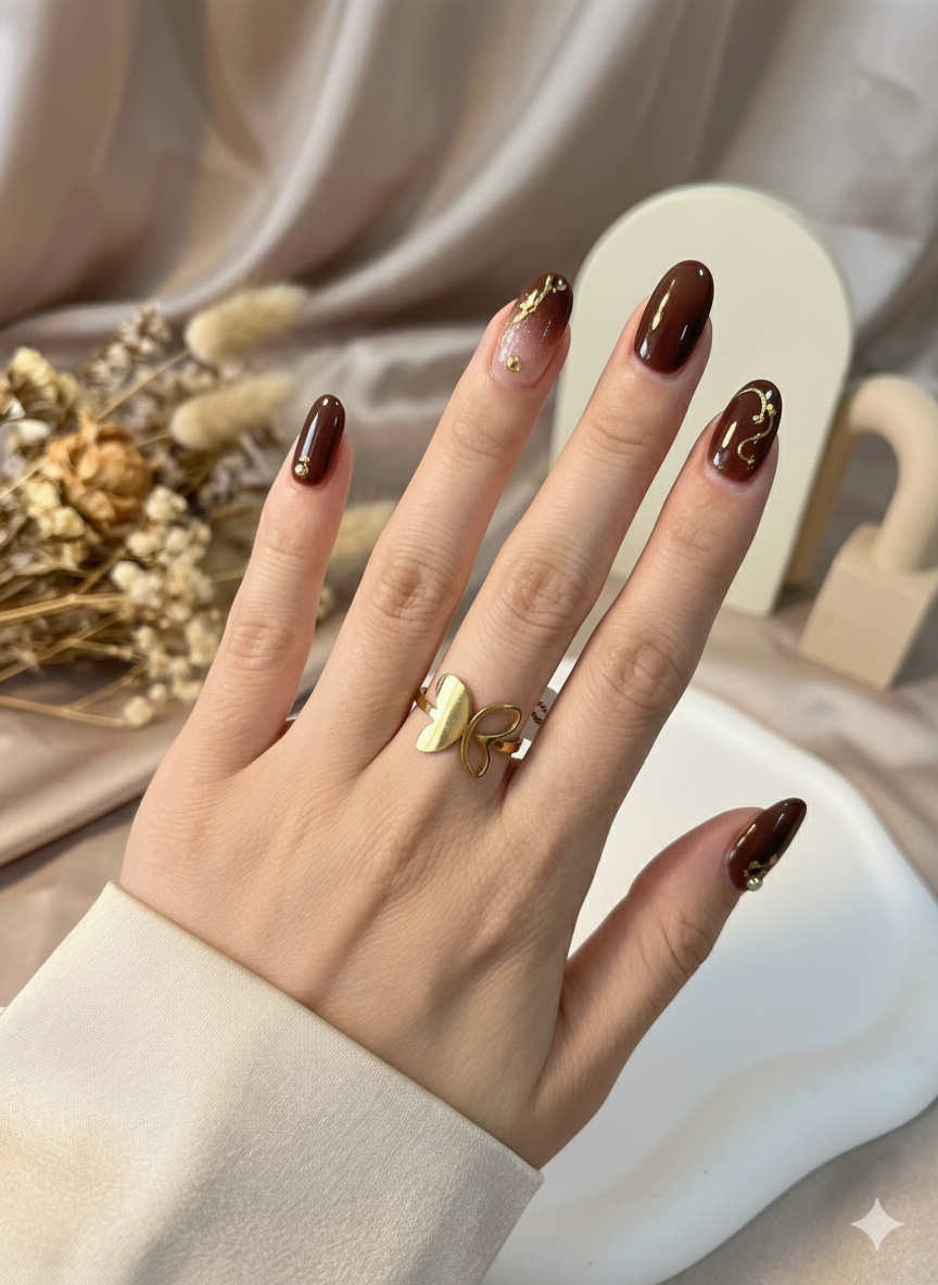 Golden Eclipse Butterfly Rings