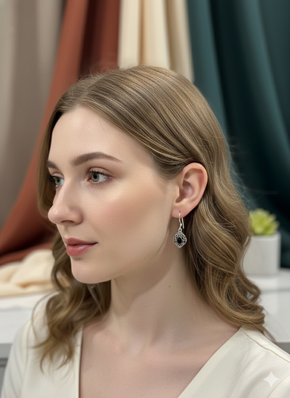 Midnight Teardrop Filigree Earrings