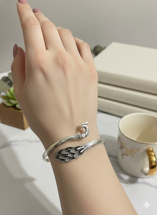 Royal Peacock Cuff Bangles (Adjustable)