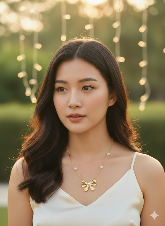 Pearl Ribbon Grace Necklace