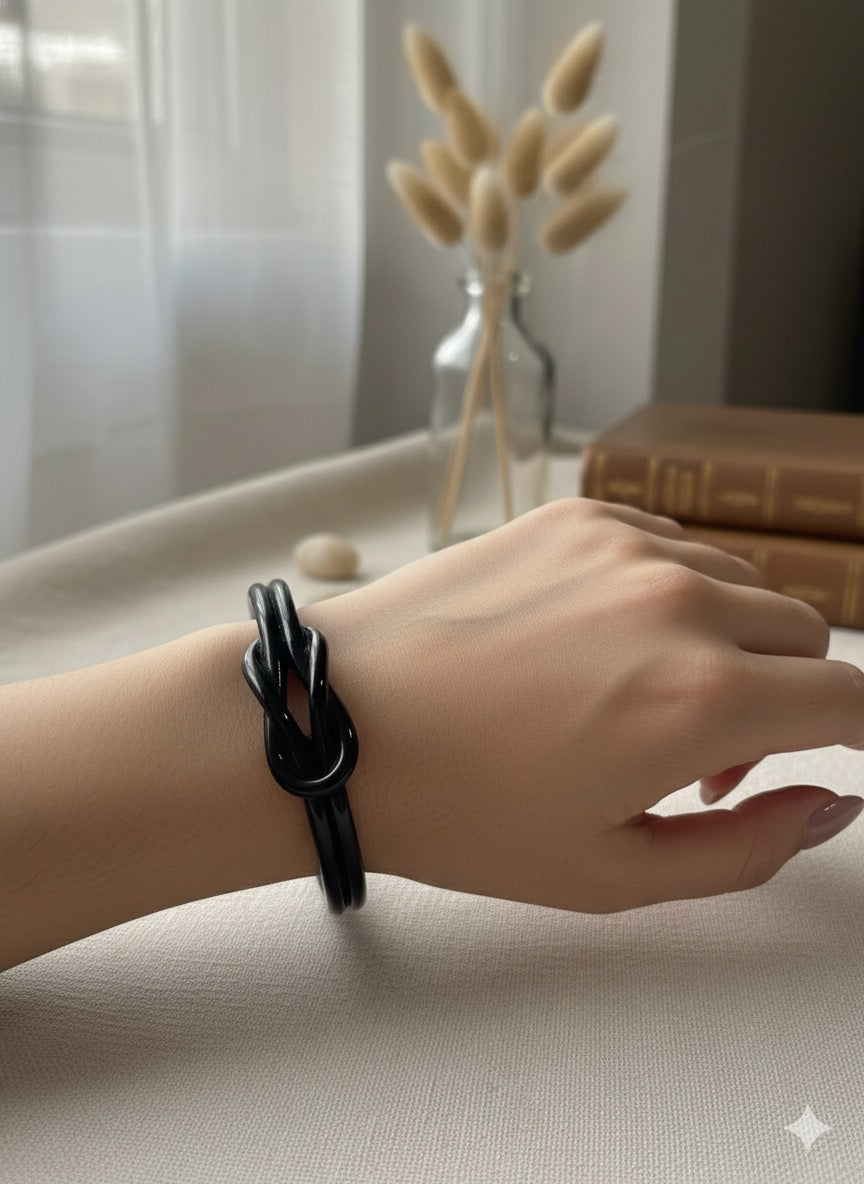 Infinity Knot Cuff Bangle (Black color)