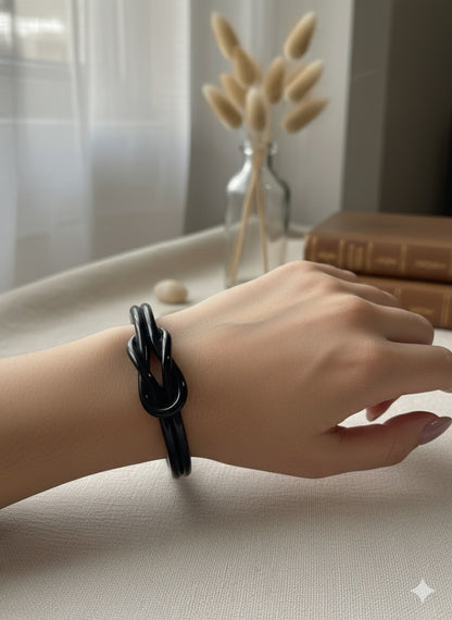 Infinity Knot Cuff Bangle (Black color)