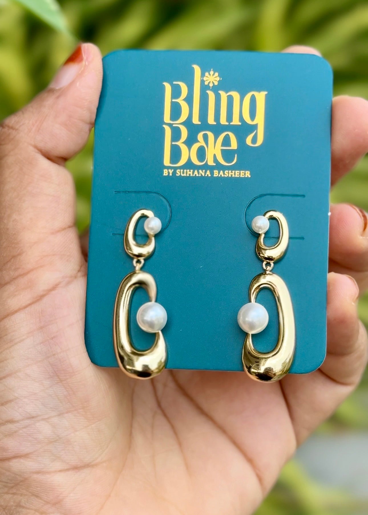 Modern Pearl Loop Drop Earrings