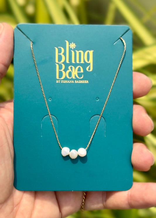 Triple Pearl Grace Necklace ✨ (316L Grade)