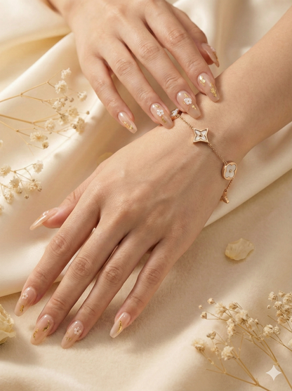 Petal & Pearl Wristlet Rose Gold Bracelets