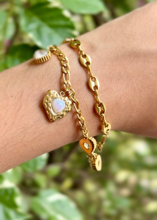 Golden Heart Charm Duo Bracelets 💛✨