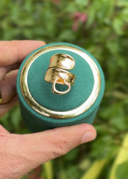 Golden Embrace Heart Rings (Adjustable)