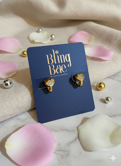 Golden Heart Hoops Earrings