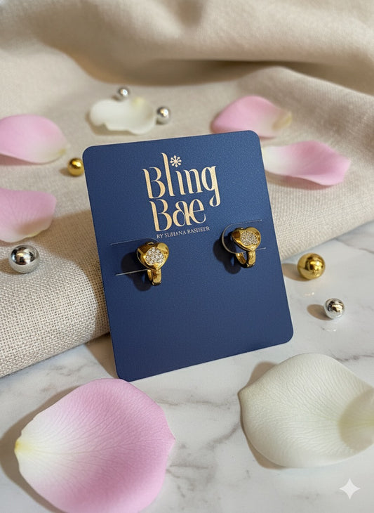 Golden Heart Hoops Earrings