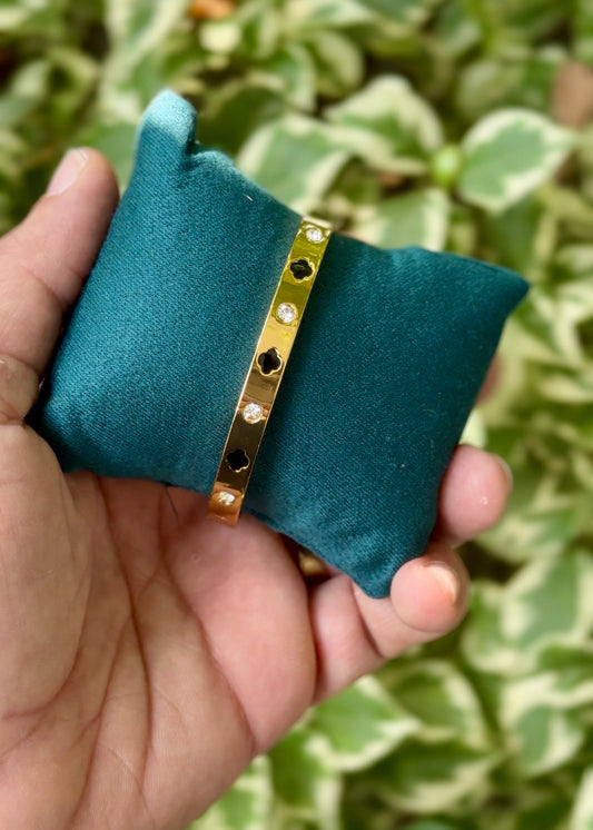 Midnight Clover Crystal Cuff Bangle ✨🍀