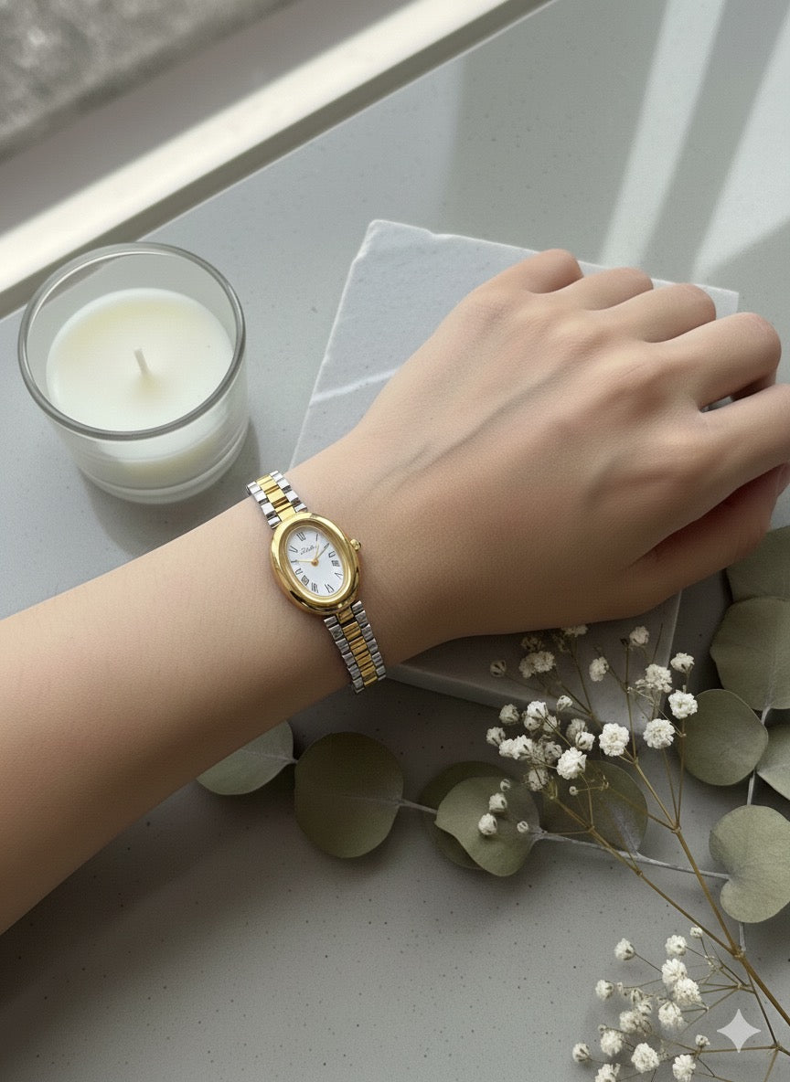 Scottie Luxury Oval Two-Tone Bracelet Watch