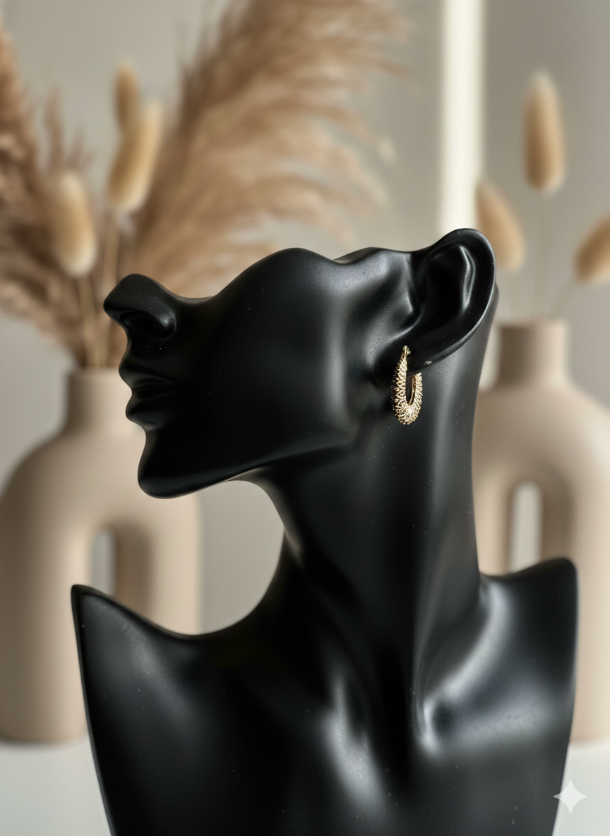 Antique Ember Textured Hoops Earrings