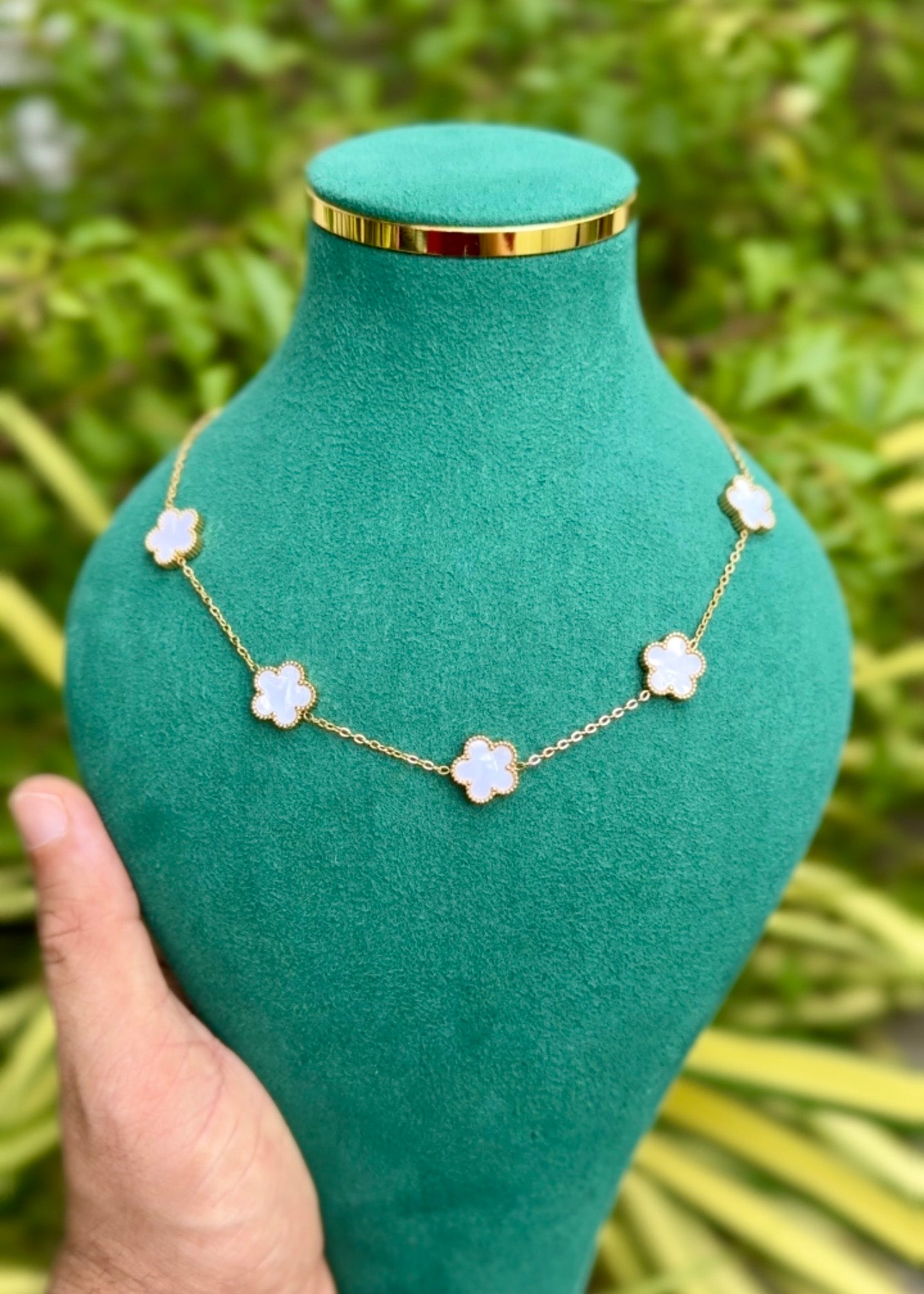 Ivory Clover Charm Necklace 🤍✨