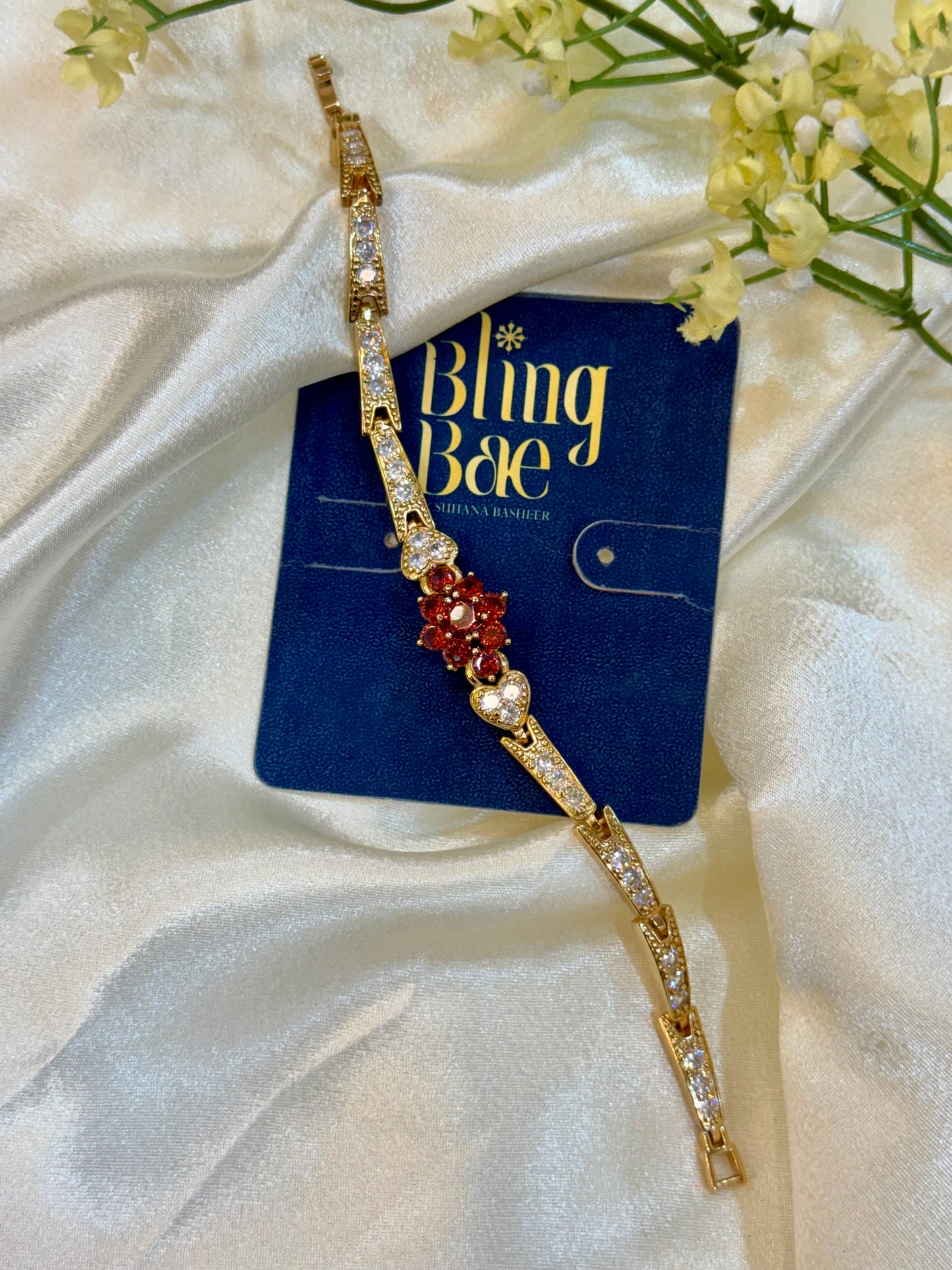 The Ruby Heart Line Bracelet