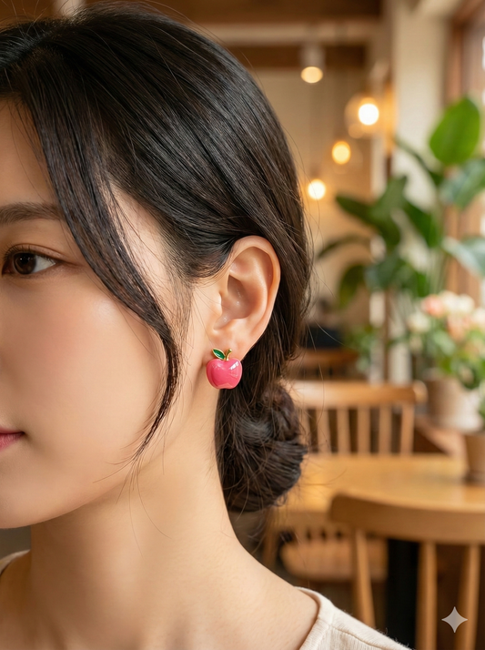 Hot Pink Apple Studs