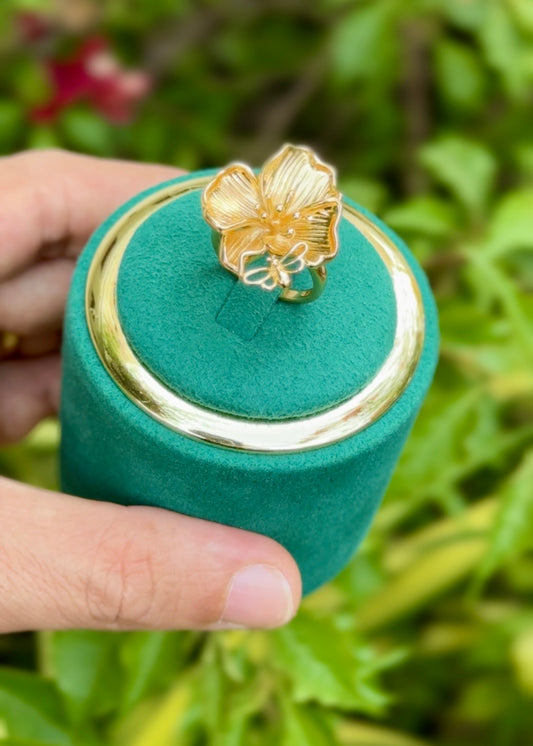 Golden Bloom Floral Rings (Adjustable)