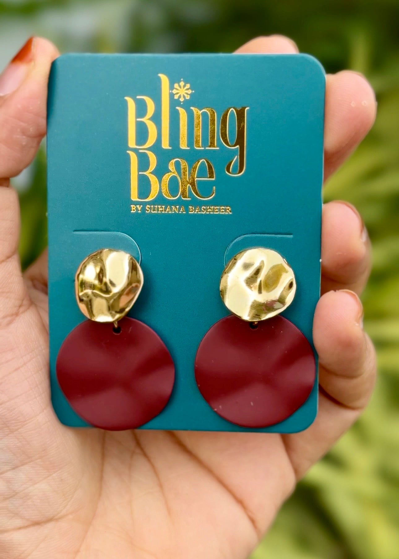 Ruby Disc Drop Earrings