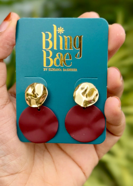 Ruby Disc Drop Earrings
