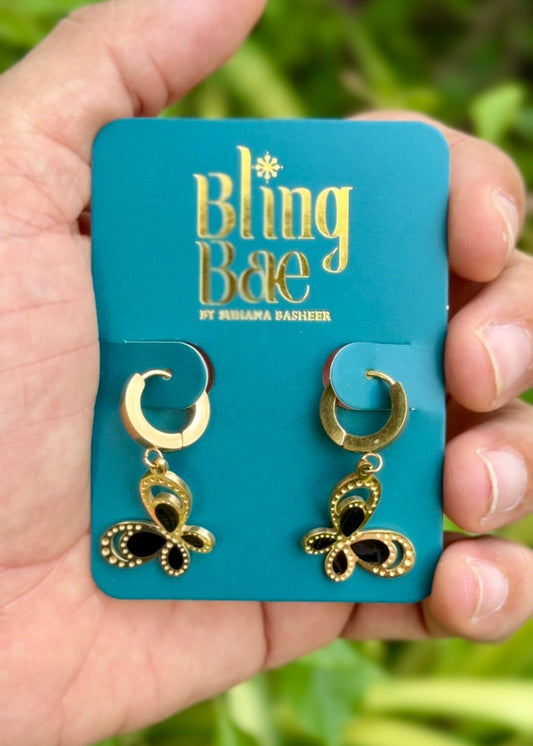 Noir Flutter Luxe Hoops Earrings 🦋✨