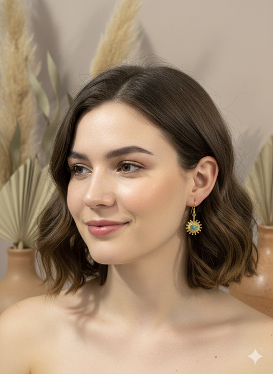 Turquoise Sunburst Drop Earrings