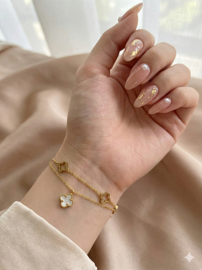 Lucky Clover Layered Anklet/Bracelet (Single Piece)