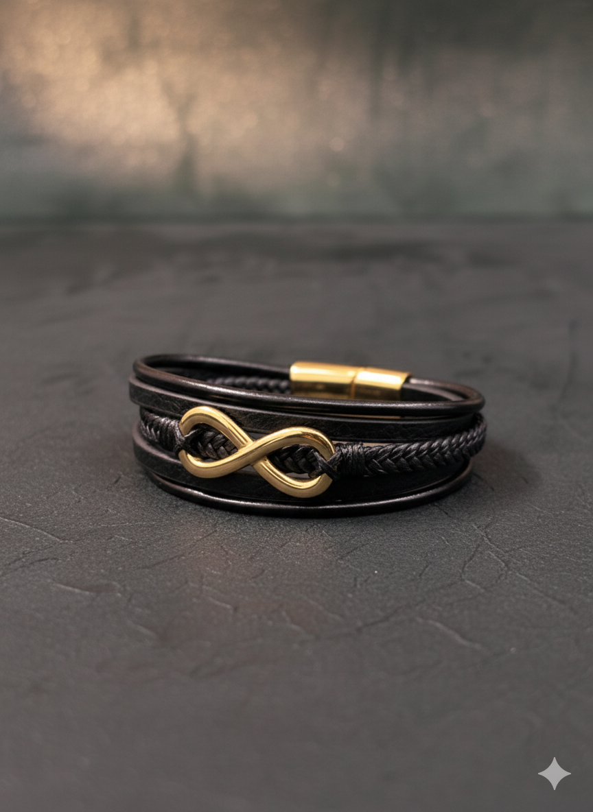 Infinity Noir Leather Wristbands