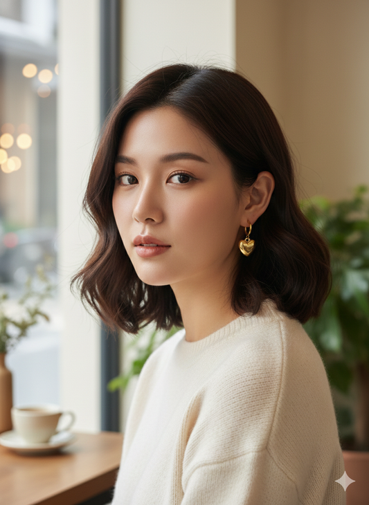 Golden Heart Drop Earrings