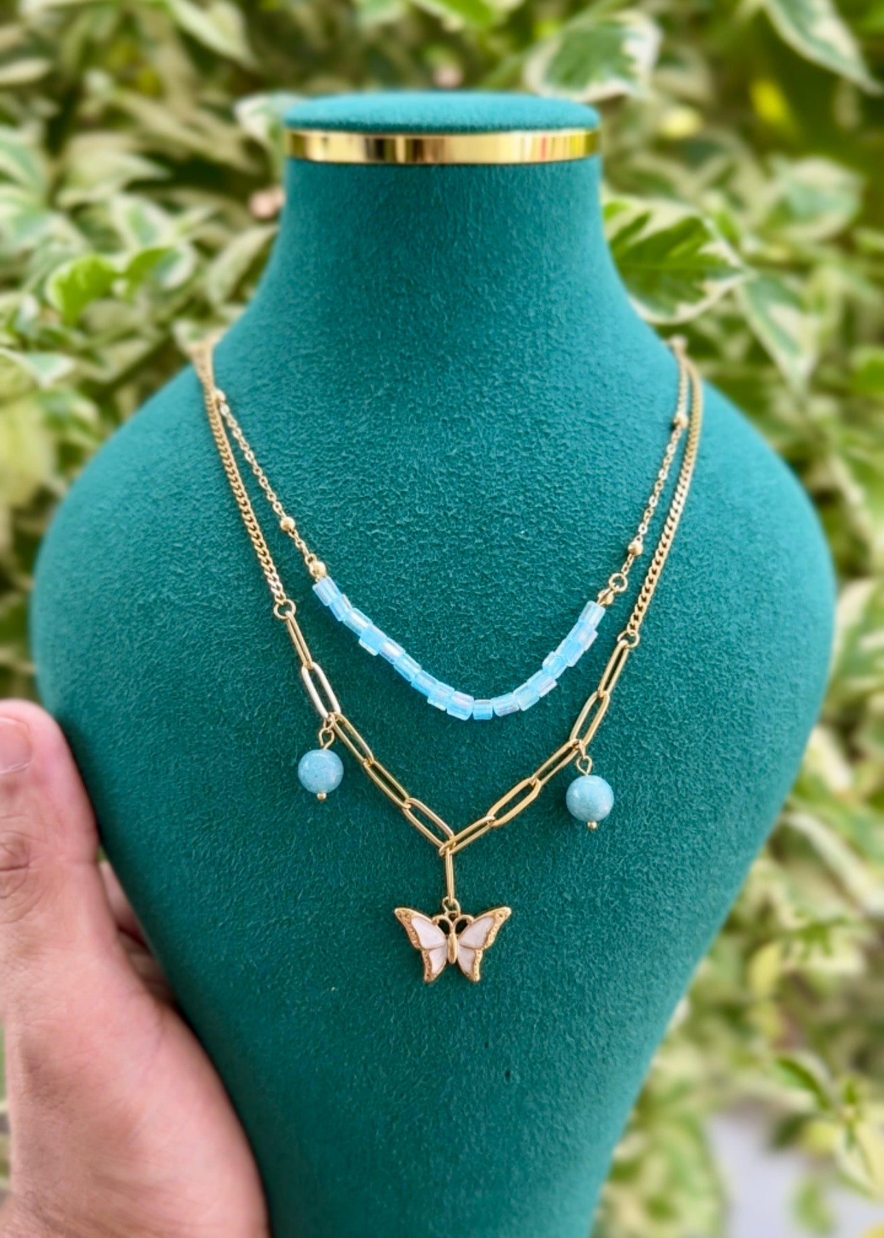 Azure Butterfly Layered Necklace 🦋