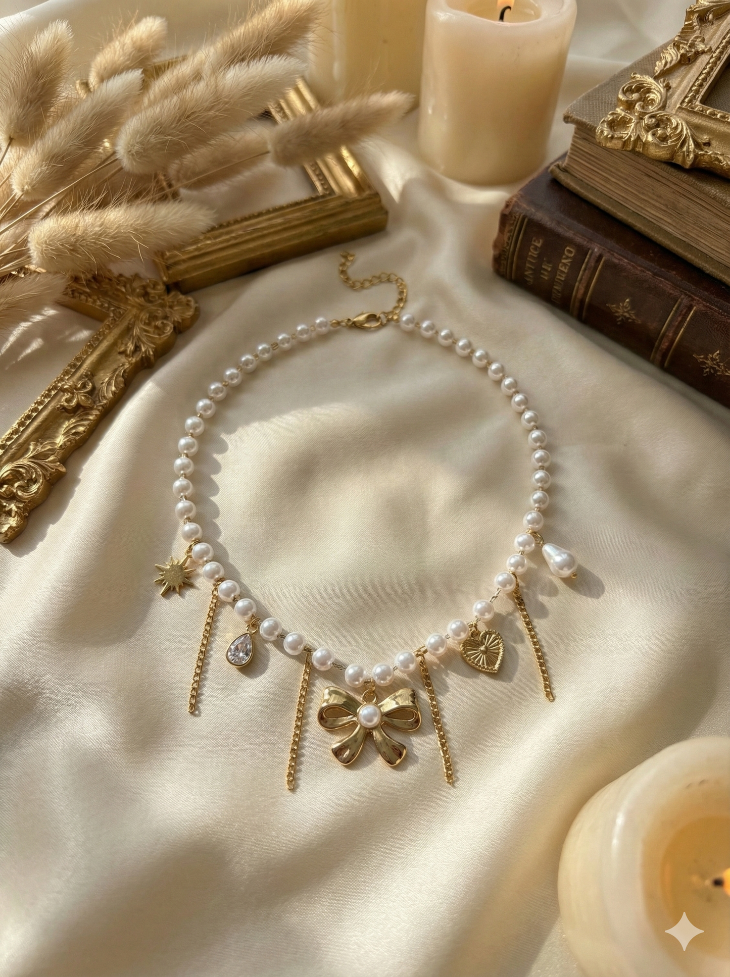 Victorian Bow Pearl Necklace