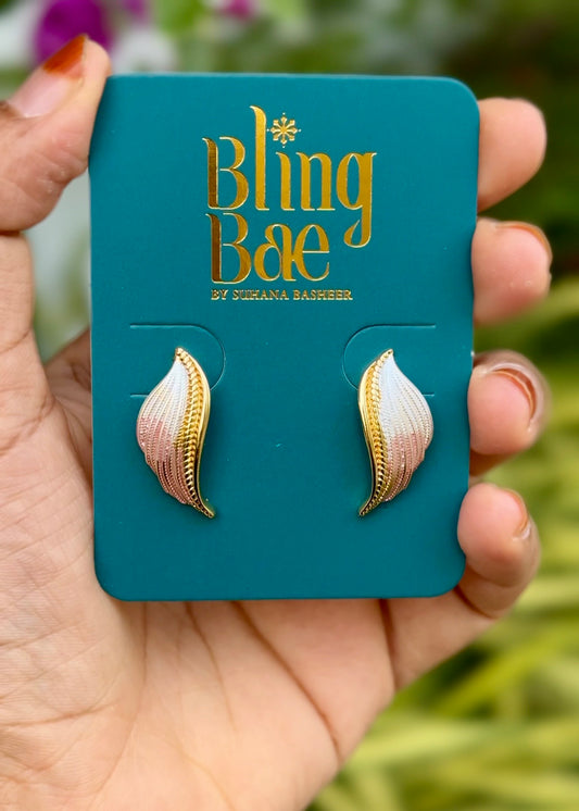 Dual Tone Feather Earrings